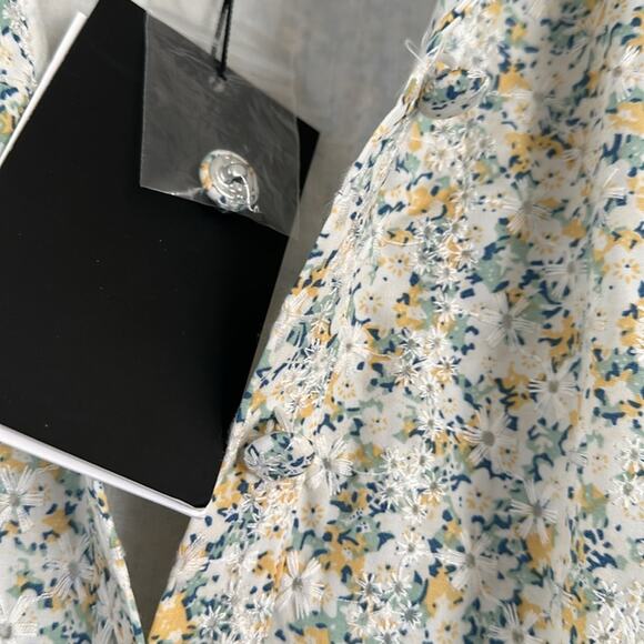 En Saison Carolina Midi Dress NWT medium teal/multi color eyelet button front - Picture 8 of 11